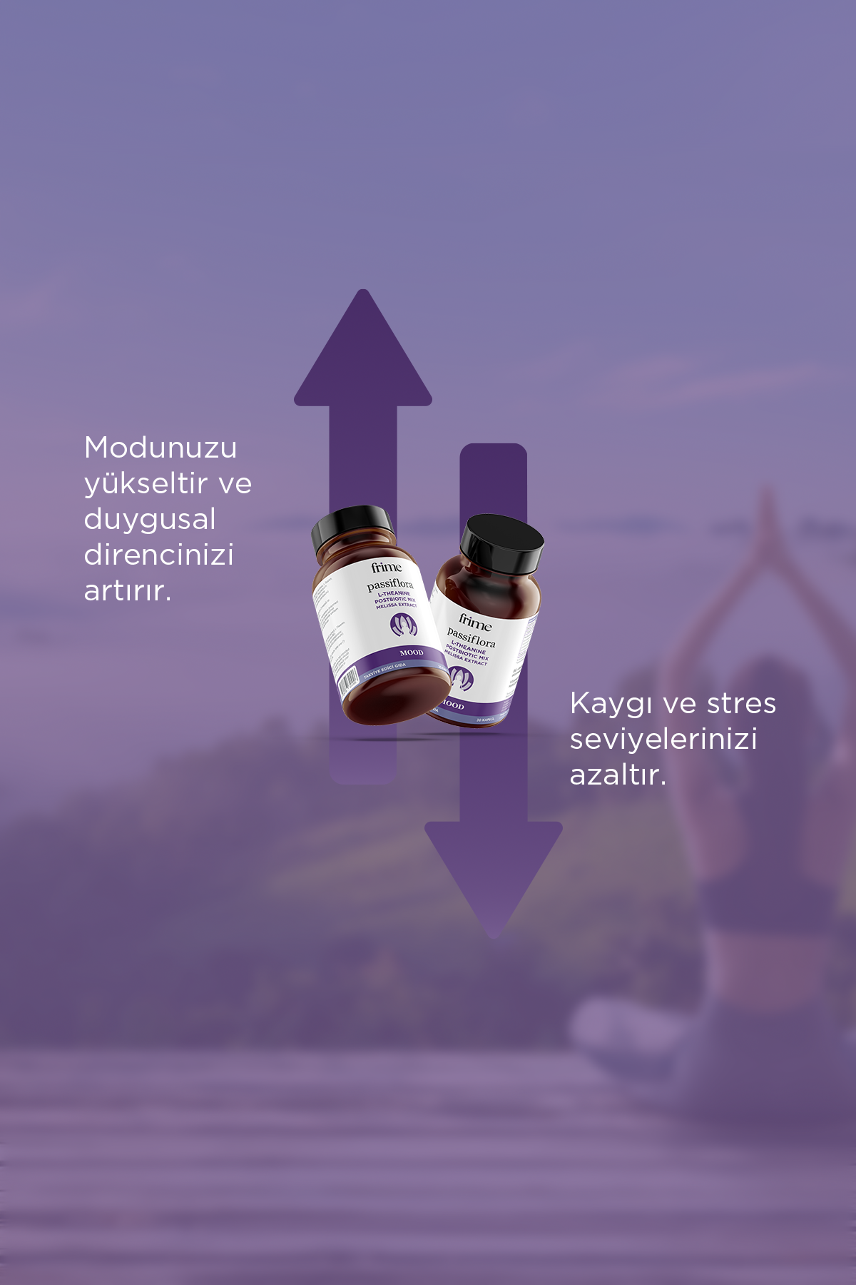 Mood, Antistress, Pasiflora, L Theanine, Postbiyotik Mix, Melisa Ekstresi
