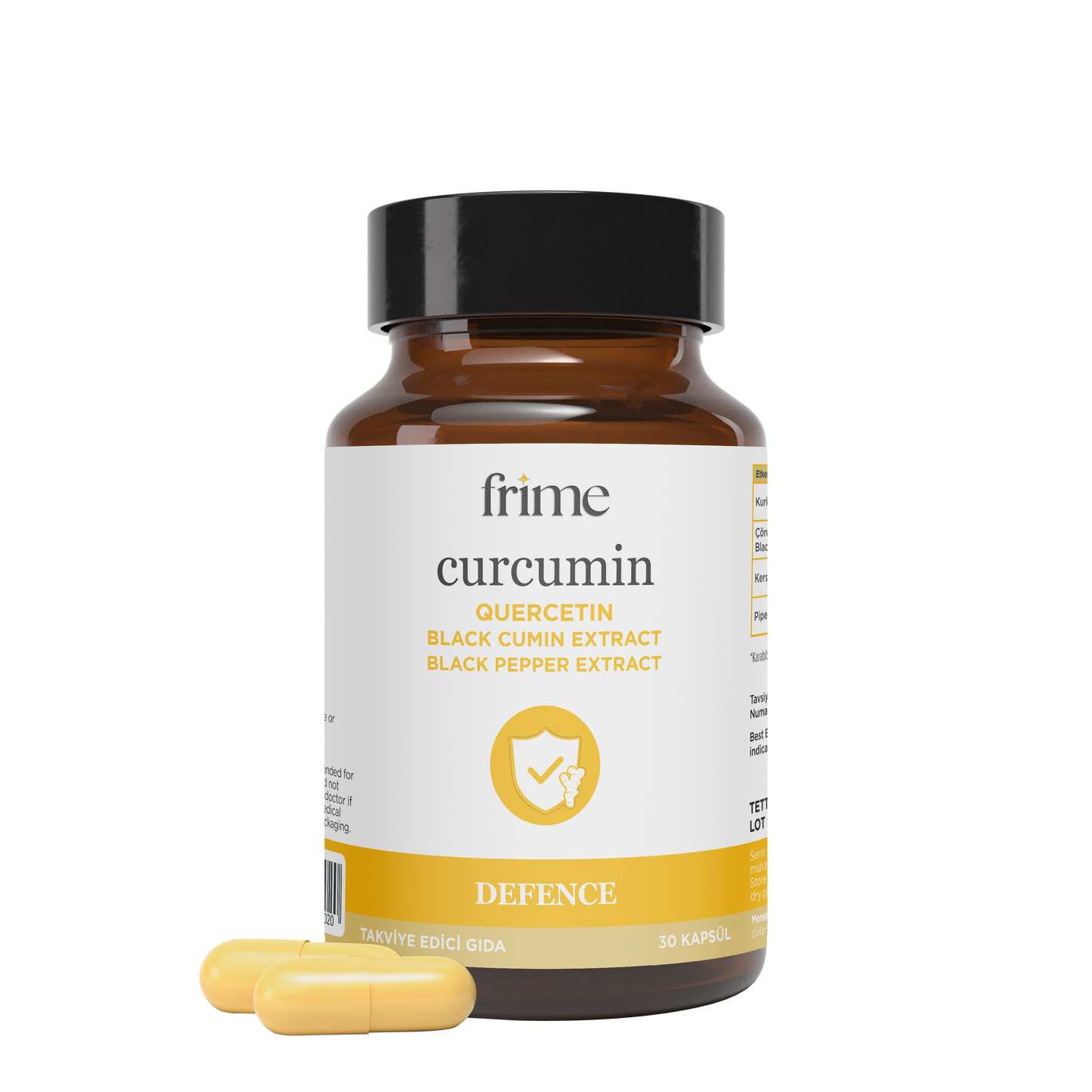 Frime Curcumin Defence Complex | Günlük Denge ve Bağışıklık Desteği | 30 Bitkisel Kapsül