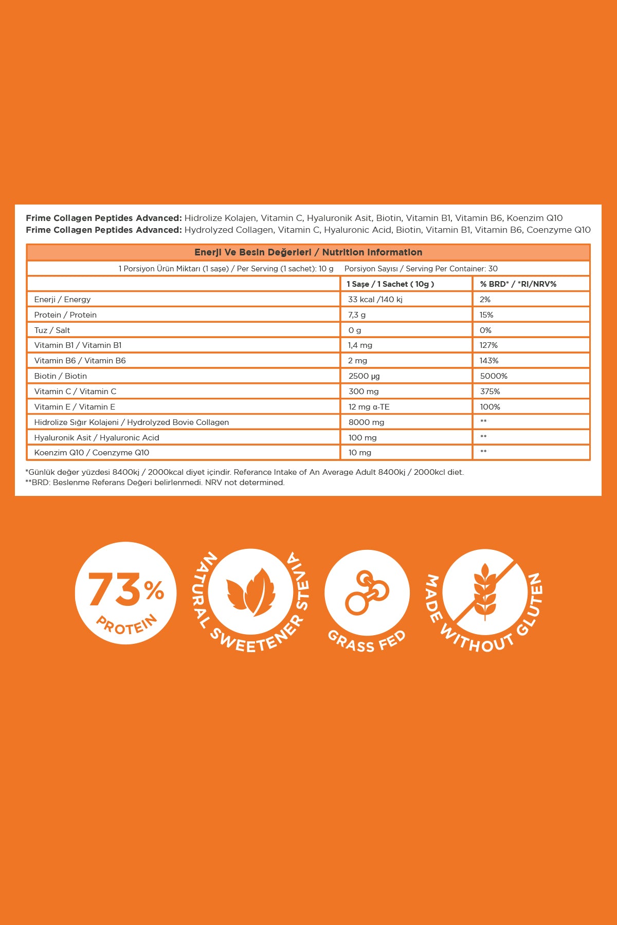 Beauty Collagen, Hidrolize Kolajen, C Vitamini, Hyaluronik Asit, Biotin – 300gr