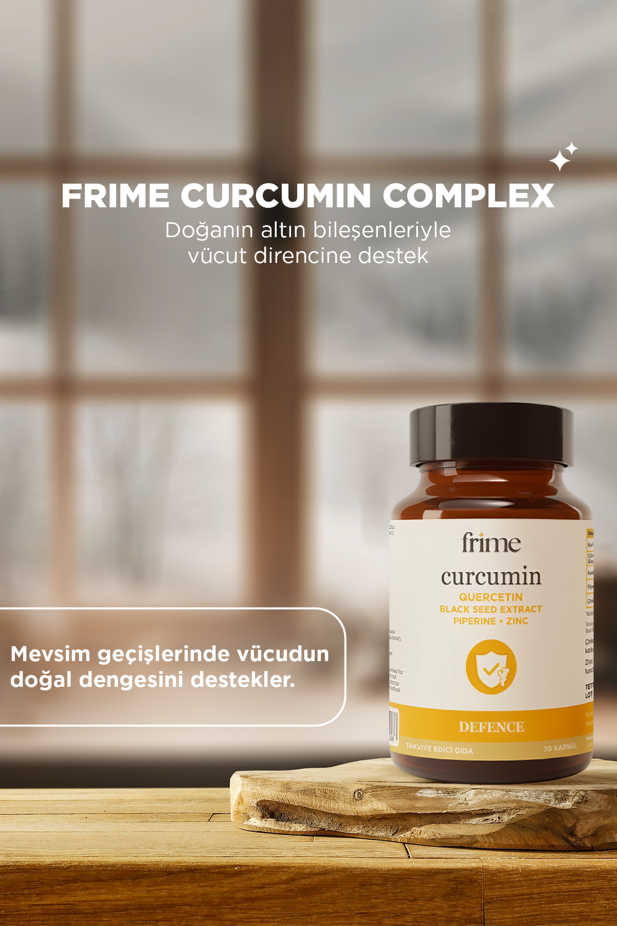 Frime Curcumin Defence Complex | Günlük Denge ve Bağışıklık Desteği | 30 Bitkisel Kapsül