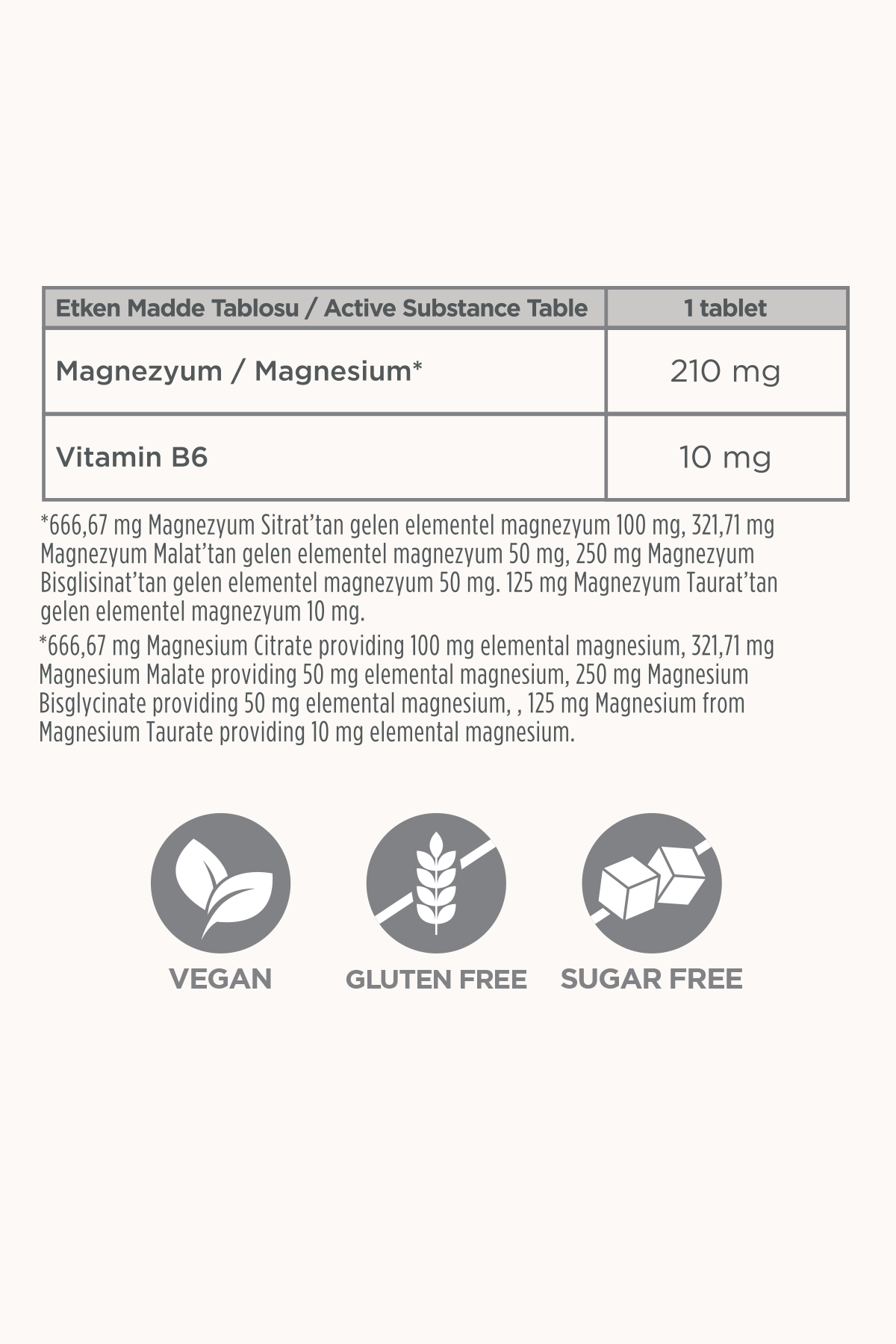 Frime Magnesium Complex | 4 IN 1 30 Tablet | Bisglisinat, Taurat, Sitrat , Malat, B6