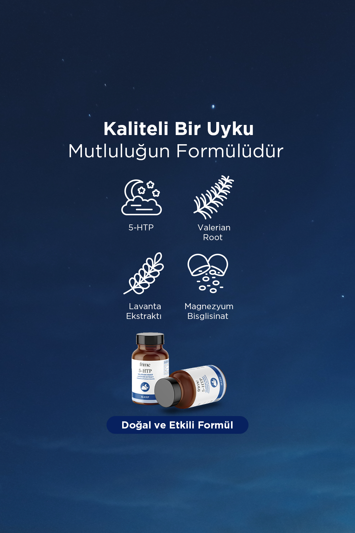 Sleep, Melatonin İçermeyen Uyku Desteği, 5 HTP, Kediotu, Magnezyum Bisglisinat, Lavanta Ekstresi